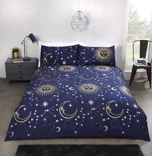 Rapport Home Celestial King Duvet Cover Set | Black Galaxy Bedding | Polycotton Blend | Kids & Teens Bedroom Decor