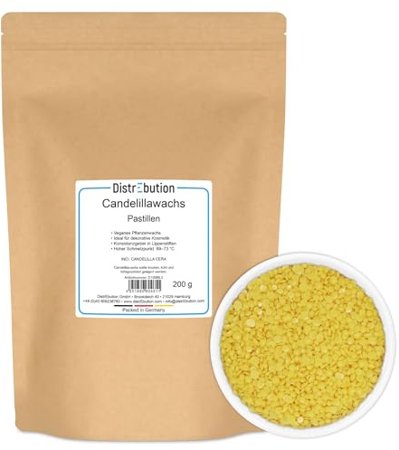Candelillawachs Pastillen 200g – 100% pflanzlich & vegan, ideal für Kosmetik & Naturkosmetik, Lippenpflege, Haarwachs, 69–73 °C