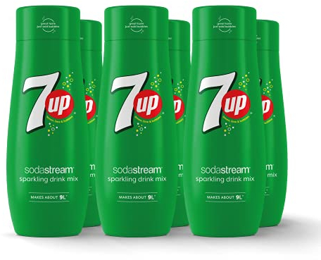 SodaStream Flavours 7Up Sparkling Drink Mix, Fizzy Drink Maker Concentrate, Original Soda with Natural Lemon & Lime Flavouring, Caffeine Free, Official 7Up x SodaStream Syrup - 6 x 440ml Multi Pack