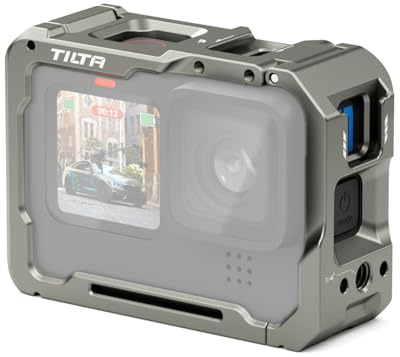 Tilta Gabbia per fotocamera completa compatibile con GoPro Hero 13/12/11/10/9 grigio titanio | gabbia professionale | costruzione in alluminio | due fili | supporto a slitta fredda | sgancio rapido |