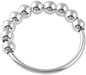 KnBoB 925 Silber Ring für Damen, Angst Spinner Perle Ring für Hochzeit Größe 53 (16.9)