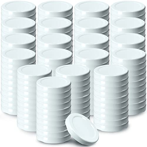 KADAX Tappo a vite per bicchieri, coperchio Twist-Off in metallo fi 33 mm, coperchio di ricambio per barattoli di conserve, coperchi per barattoli di vetro, bottiglie (200 pezzi, bianco)
