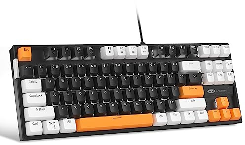 MageGee 75 % mechanische Gaming-Tastatur, brauner Schalter, LED-Hintergrundbeleuchtung, 87 Tasten, kompakte TKL-Computertastaturen für Windows, Laptop, PC, Gamer - Schwarz/Weiß