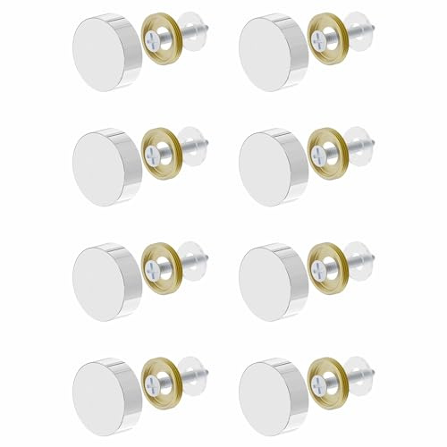 FOCMKEAS 8 PCS 20mm(0.79) Mirror Screws, Brass Decorative Caps Cover Fasteners, Metal Mirror Nails, Polished Flat Silver Lid (Bright Silver)
