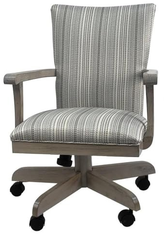 Pemberly Row 38 Modern Wood Swivel Dining Chair, Natural Finish, Adjustable Height, Foam Padding, Twin Wheel Casters, Versatile Rolling Chair for Dining Room or Kitchen Use