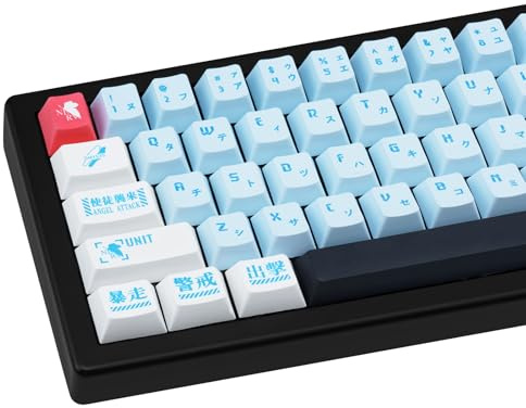 JOLINTAL 143 Tasten Dye Sub PBT Japanese Keycaps, Blau Tastatur Tastenkappen Anime Cherry Profile, QWERTY US Layout Keycaps für Mechanische Gaming Tastatur