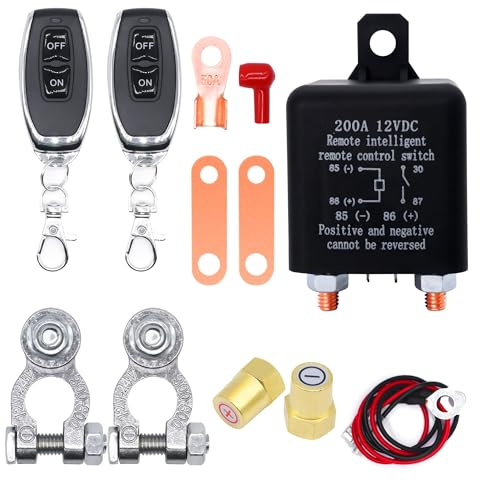 HISports 12V DC 200A Batterietrennschalter, 12V Funkschalter Set mit Fernbedienung, Hauptschalter für Auto, Wohnmobil, Boot