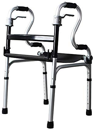 Gåhjälp med kudde Aluminiumlegering Justerbar Vikbar Old Man Walker Handikappad Device
