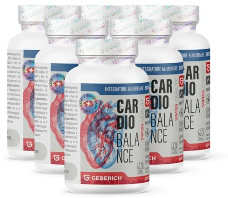 (6 pacchi) Capsule Cardiobalance | Salute del Cuore | Estratto Mirtillo Rosso 450mg + Coenzima Q10 + L-Arginina | Formula Cardiovascolare con Vitamina B1, B6, B9, Magnesio | 40 Capsule