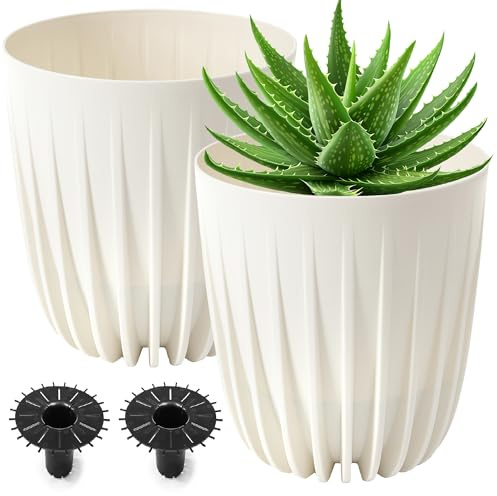 PECZEKO Blumentopf matt, Pflanzkübel aus Übertopf Kunststoff Dekorativer Topf für, groß und klein Pflanzen, 2er-Set blumenkübel, blumenkübel kräutertopf, (2 Pack) Ecri, ø 25 cm