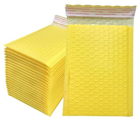 LuftpolsterumschläGe 50 Stück rosa Poly-Luftpolsterversandtaschen, gepolsterte Umschläge, mit Luftpolsterfolie gefütterte Polymailer-Beutel Versandtaschen Luftpolster(Color:Yellow-50pcs,Size:20*25cm)