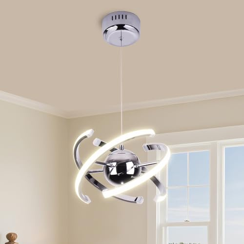 YLTLINK LED-Deckenleuchte modern, 26W Küchenlampe, Silber | Einstellbar kreativ, 4000K - 4500K natürliches Licht, Einstellbare Spule und Draht, Kücheninsel-Deckenleuchte