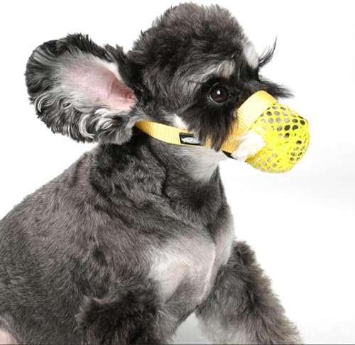 Mesh Hundemaulkorb, atmungsaktiver Maulkorb, Verstellbar Weicher Korbmaulkorb für Kleine Mittelgroße Große Hunde, aus Mesh gegen Beißen, Bellen und Kauen (L,Black)