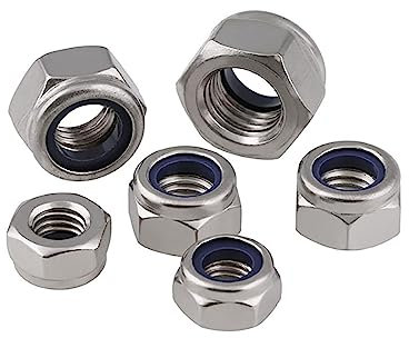 M2 M2.5 M3 M4 M5 M6 M8 M10-M20 Sechskant-Sicherungsmutter mit Nyloneinsatz 304 Edelstahl DIN985 Sechskant-Selbstsichernde Nylock-Sicherungsmutter(M2(20pcs))