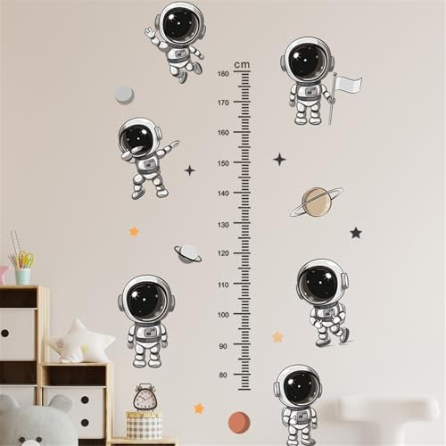 Ueiwffzo Astronaut Messlatte für Kinder, Astronaut Aufkleber, Wandaufkleber Kinderzimmer, Messlatte Kind wandtattoo, Kinderzimmer Deko für Jungen und Mädchen (1#)