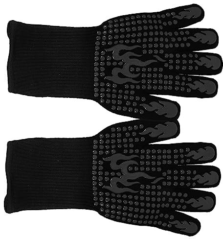 Amosfun Echte Hitzebeständige Backofenhandschuhe Für Küche Grillhandschuhe Mit Wärmedämmung Schutz Gegen Verbrühungen Für Ofen Und Mikrowelle Robust Und Griffig