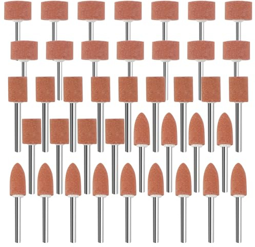 42pcs Korund-Schleifspitzen-Set, Polierköpfe für Stein, Glas und Metall, Schleifaufsätze mit 1/8 Schaft für Rotationswerkzeuge, Zubehör zum Schleifen, Polieren und Entgraten