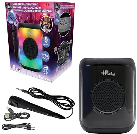 Lexibook, iParty, Enceinte Bluetooth Portable avec Micro, Puissant Volume Sonore, Effets Lumineux Multicolores, Batterie Rechargeable, K8310