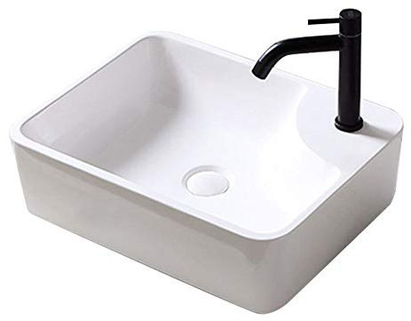 Lavabo de salle de bain rectangulaire à poser au-dessus du comptoir Lavabo de salle de bain ovale avec drain Lavabo de vanité Vasque artistique pour meuble de toilette Grand lavabo de salle de bain L