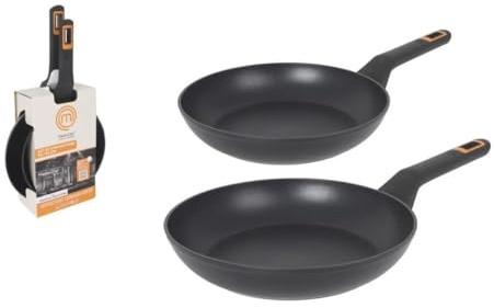 MasterChef Sartén Aluminio Forjado - con Revestimiento Ceramico | Antiadherente, Duradero, Resistente - Con 2,5 mm de grosor | Apto para Gas, Eléctricas, Vitrocerámica e Inducción (Set 20+24 cm)