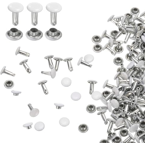 sourcing map 60 juegos de remaches de cuero de doble tapa, 6 x 8 mm, con tapa redonda, de metal, remaches de cuero para manualidades, cinturón de tela, collar de mascotas, reparación y decoración