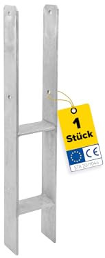 GRUNDLINE - H Anchor Post Anchor - H Anchor 10 x 10 - Post Anchor - Post Holder for Embedding in Concrete - Support Base - Joist Shoe - Post Holder - Wood Connector - Concrete Anchor Hot-Dip