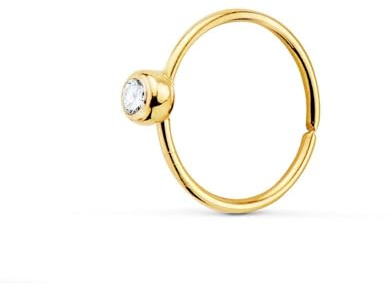 Inmaculada Romero IR Piercing al Naso in Oro 18k, Cerchio da 8 mm, con zircone cubico da 2,2 mm.