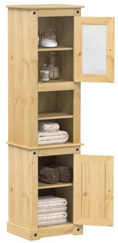 Juroupi Mobile da Bagno Corona 50x40x185 cm in Legno Massello di Pino,Mobile Bagno,Armadietto Bagno,Mobiletto da Bagno,Mobile Sottolavabo Bagno-4002792