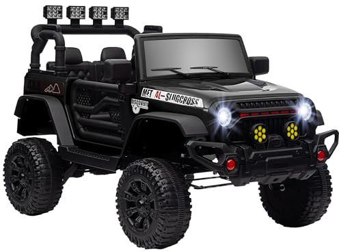 AIYAPLAY Coche Eléctrico para Niños de +3 Años Carro Eléctrico Infantil Todoterreno de Batería 12V con Mando a Distancia Ruedas Amortiguadas Faros LED Bocina Música Negro