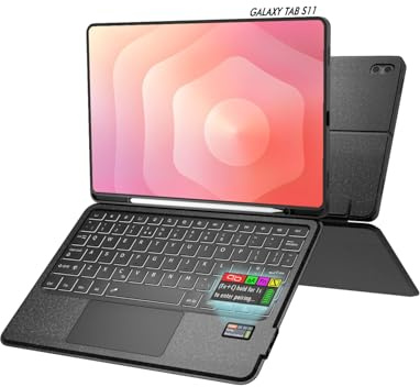 Doohoeek Bluetooth Keyboard Case w/LCD Screen Display for Samsung Galaxy Tab S11 2025 11 Inch, Backlit Wireless Type Folio with Detachable Trackpad & 150° Adjustable, Black