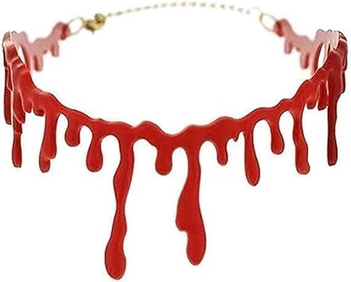 ALYAR Blood Droplets Necklace Bloody Neck Choker Gothic Creepy Necklace Halloween Bloody Choker For Women Fancy Dress Party Cosplay Bleeding Jewelry For Girls Vampire Costume Accessory (Pack Of 1)