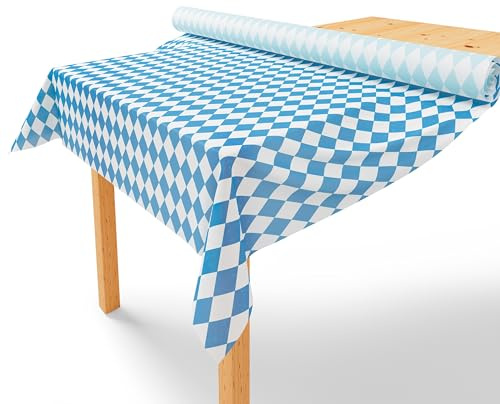 LILENO HOME Tischdeckenrolle 1,10 x 25 m - Tischdecke Bayrische Raute Blau | aus Vlies - Stoffähnlich, abwaschbare Tischdecke als Rolle, Meterware Tischtuchrolle - Einweg Papiertischdecke
