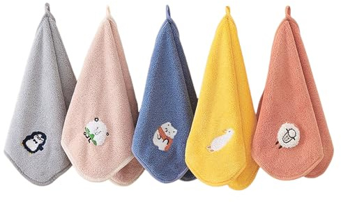 DUINIU 5 Toallas Faciales para Niños, Toallas Faciales Suaves Y Absorbentes, Toallas Faciales Y De Mano para Bebés, Combinación De Toallas Multicolores, Productos De Baño Diarios.