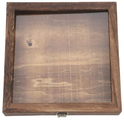 NUOBESTY Scatola in Legno Naturale con Coperchio Ribaltabile per Collezione di Insetti e Fiori Secchi, Cornice a Scatola Ombra da Esposizione e Contenitore Multifunzionale per Ricordi