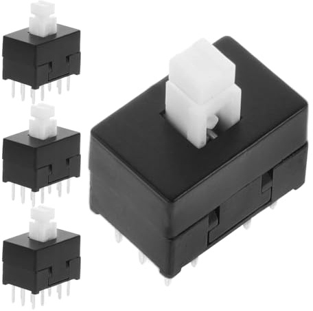 FRCOLOR Kit 4 Pezzi Interruttore a Pulsante Autobloccante Mini 12 Pin Abs e Metallo, Microinterruttore Affidabile per Riparazione Audio, Compatto e Leggero per Uso Industriale e Fai da Te