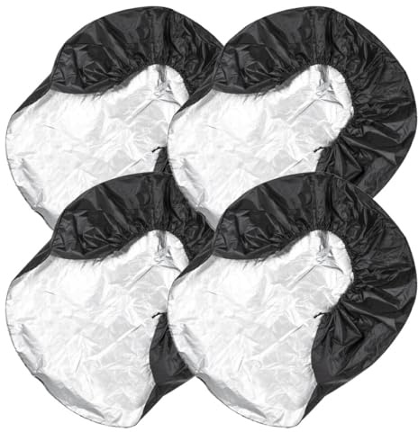 GANAZONO Copertura per Pneumatici Camper e Rimorchio Nero in Poliestere 190t Resistente Protezione da Sole e Pioggia 4 Pezzi per Ruote