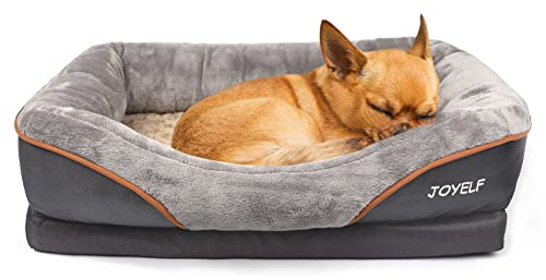 JOYELF Memory Foam Hundebett Kleines orthopädisches Hundebett & Sofa mit abnehmbarem waschbarem Bezug und Quietschspielzeug als Geschenk