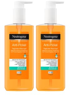 Neutrogena Ansiktsrengöring, daglig tvättgel med salicylsyra för oren hud, oljefri, 2 x 200 ml