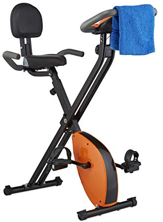 Relaxdays Fahrradtrainer klappbar, mit Rückenlehne, 8 Stufen Magnetwiderstand, LCD-Display, höhenverstellbar, mehrfarbig