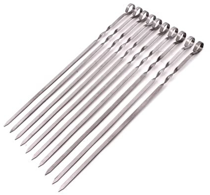 Grillmeister-Schwab Edelstahl Schaschlikspieße 2mm Stärke Adana Spieße Fleischspieße (Gesamtlänge 55cm)