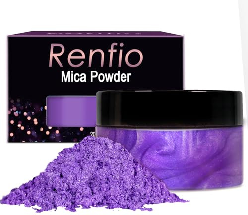 Renfio 100 g Mica pulverpigment, metallic Natural Dye Mineral Pearl Shimmer epoxiharts färgämne för målning tvåltillverkning slime badbomber 3,5 uns – lila
