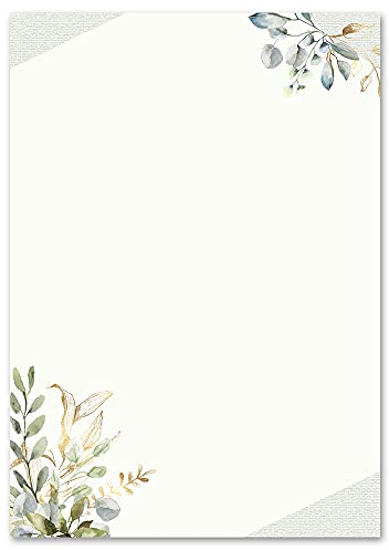 20 Blatt Briefpapier GRÜNE ZWEIGE - DIN A4 Format - Blumen & Blüten