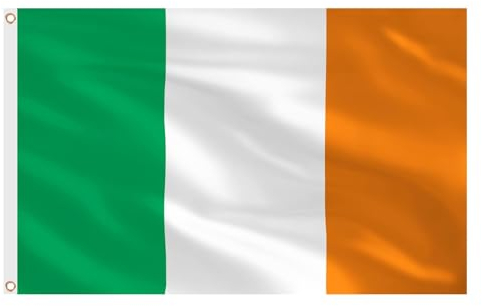 AhfuLife Bandera de Irlanda 90cm x 150cm, 1 Pieza Bandera Irlandesa con Agujeros de Latón en Ambos Lados, Decoración de 2025 Día Nacional Jardin Callejeras Escuela Barra Fiesta