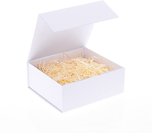 Weiße Geschenkbox,20x18x8cm,Geschenkboxen mit Band und Deckel,Weihnachten faltende magnetische Verschluss Geschenkbox für alle Gelegenheiten