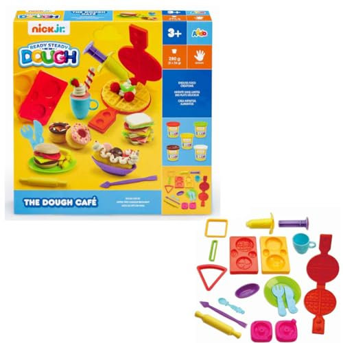 Nick Jr. Ready Steady Dough The Dough Café Playset - Sweet Treats & Waffle Maker Creation Set for Pretend Play, Colourful Gift
