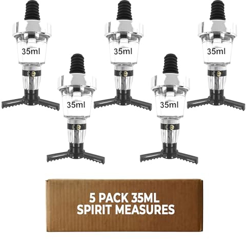 Chabrias Ltd Chrome Optic Spirit Measure – CE Government Stamped, UK Made Wall Mounted Optic Dispenser for Spirits, Ideal for Home Bars, Pubs & Commercial Bars (5, 35ml)