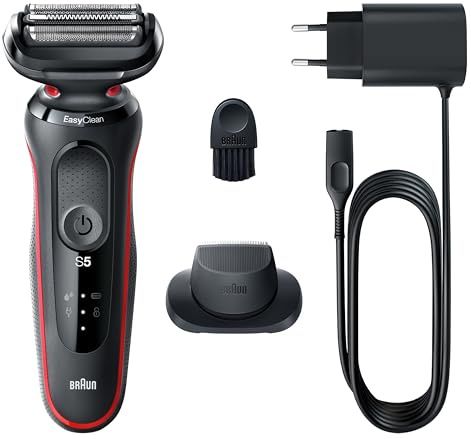 Braun 51-R1200S Series 5 Afeitadora Inalámbrica de Láminas Negra/Roja
