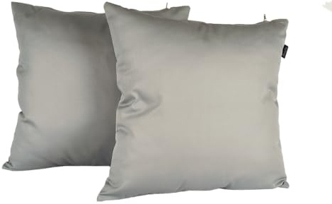 Pack 2 fundas de cojín 45x45 cm Gris Perla – Tejido resistente y duradero, cremallera oculta, acabado artesanal hecho en España. Ideal para decoración de la casa, sofá, cama. (2LC Gris Perla 45x45)