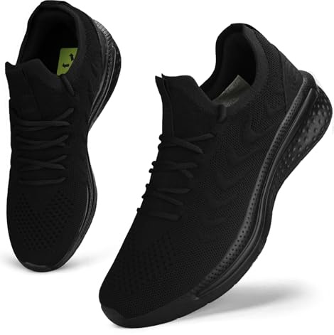 Giniros Basket Femme Chaussure Sneakers Chaussures Mode et Sport Running pour Femmes Basquettes de Marche Course Casual Fitness Tennis Gym Outdoor Respirant Léger Confortable Jogging Noir 40EU