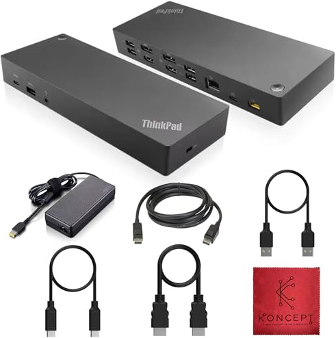 40AF0135US Lenovo Docking Station Dual Monitor Hybrid USB-C with USB-A - Thinkpad Dock with 135W Adap TER, HDMI, DisplayPort, USB C Cable & Cleaning Cloth - Thinkpad Docking Station (NEW)
